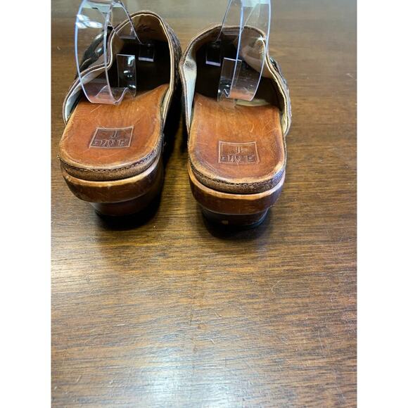 Frye Leather Clog Women 6 Boho Hippie Lagenlook Cottage Fringe Grunge Weathered - Picture 8 of 10
